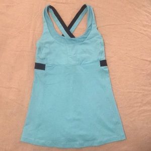 Lululemon Blue Tank Shelf Bra Yoga Bra Top Size 4